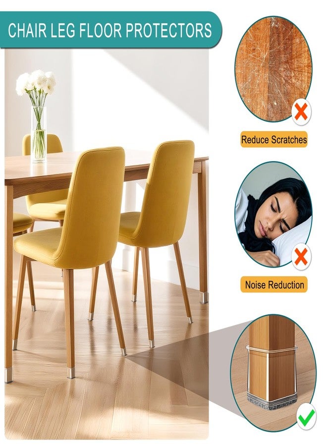Ansible 24 Pcs Chair Leg Floor Protectors Square, Silicone Felt Furniture Leg Pads Caps Covers for Hardwood Floors (Fit:1-1/16" to 1-5/8"（27-40mm) - Image 5